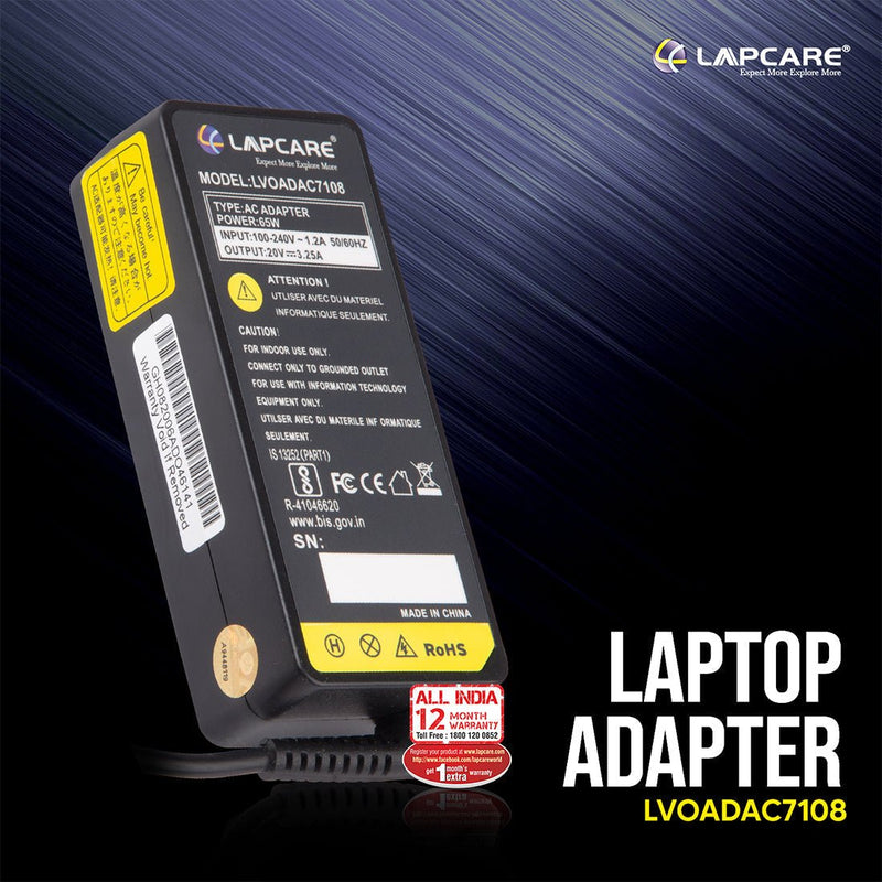 LENOVO Compatible 65W 20V 4.0mm Pin Laptop Charger Adapter - SWIFT PERIPHERALSLVOADAC7108