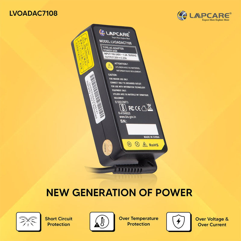 LENOVO Compatible 65W 20V 4.0mm Pin Laptop Charger Adapter - SWIFT PERIPHERALSLVOADAC7108