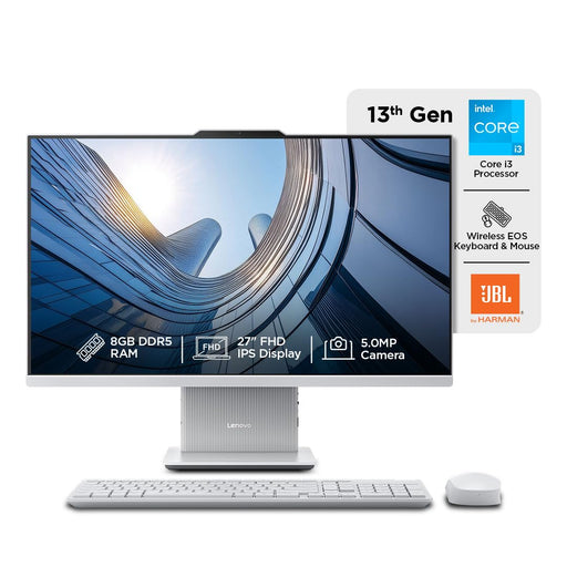LENOVO IDEACENTRE AIO 13TH GEN CORE I3 - 1315U 27" FHD IPS (8GB RAM/512GB SSD/WINDOWS11/OFFICE 24/3WX2 HARMAN SPEAKERS/WIRELESS EOS KEYBOARD & MOUSE, CLOUD GREY), F0HM00PKIN ALL - IN - ONE DESKTOP - SWIFT PERIPHERALS1094878
