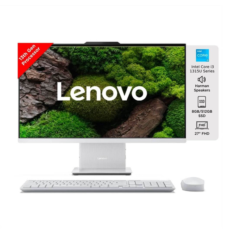 LENOVO IDEACENTRE AIO 13TH GEN CORE I3 - 1315U 27 INCH FHD IPS (8GB RAM/512GB SSD/WINDOWS11/MS OFFICE 2021/3WX2 HARMAN SPEAKERS/ALEXA BUILT - IN/WIRELESS KEYBOARD & MOUSE, GREY), F0HM00G4IN ALL - IN - ONE DESKTOP - SWIFT PERIPHERALS1093361