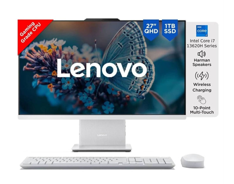 LENOVO IDEACENTRE AIO 13TH GEN CORE I7 - 13620H 27 INCH QHD IPS (32GB RAM/1TB SSD/WINDOWS11/OFFICE 2021/3WX2 HARMAN SPEAKER/TOUCHSCREEN/WIRELESS EOS KEYBOARD & MOUSE, GREY), F0HM00GQIN ALL - IN - ONE DESKTOP - SWIFT PERIPHERALSF0HM00GQIN