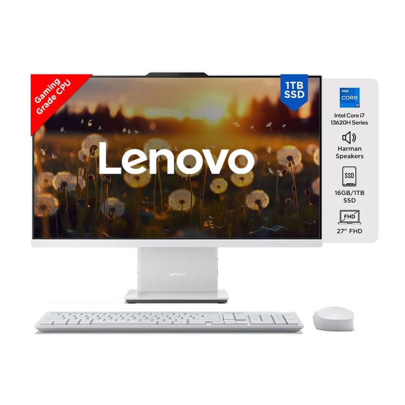 LENOVO IDEACENTRE AIO INTEL CORE I7 13620H 27 INCH FHD IPS 3 - SIDE EDGELESS ALL - IN - ONE DESKTOP (16GB/1TB SSD/WIN11/OFFICE 21/5.0MP+IR CAMERA/3WX2 HARMAN SPEAKERS/WIRELESS EOS KEYBOARD & MOUSE), F0HM003EIN - SWIFT PERIPHERALS1094615