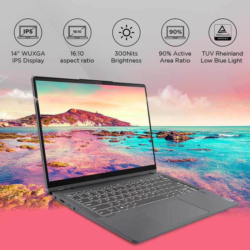 LENOVO IDEAPAD FLEX 5 AMD RYZEN 5 7530U 14 INCH (35.5CM) WUXGA+ IPS 2 - IN - 1 LAPTOP (16GB/512GB SSD/WIN 11/OFFICE 2021/BACKLIT KB/FPR/FHD CAMERA/ALEXA/3 MONTH GAME PASS/ARCTIC GREY/1.55KG), 82XX007KIN - SWIFT PERIPHERALSLenovo066