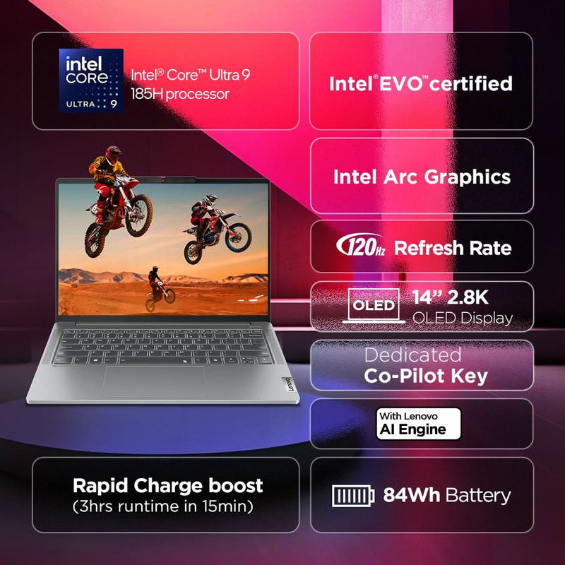 LENOVO IDEAPAD PRO 5 83D2001GIN [ULTRA9 - 185H 14TH GEN/32GB/1TB SSD/WIN11 HOME+MSO/14.0 INCH/INTEGRATED GRAPHICS /1 YEAR(S)/GREY] - SWIFT PERIPHERALS1088921