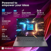 Lenovo IdeaPad Slim 3, 13th Gen Intel Core i5 - 13420H, 16GB, 512GB SSD, Intel Integrated UHD, 14 Inch WUXGA, Win 11 Home, MS Office 2024, Luna Grey, 83K000B8IN - SWIFT PERIPHERALS1095756