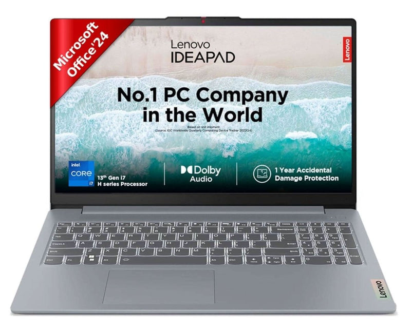 LENOVO IDEAPAD SLIM 3 13TH GEN INTEL CORE I7 - 13620H 15.6" (39.62CM) FHDIPS300 NITS THIN&LIGHT LAPTOP (16GB/512GB SSD/INTEL UHDGRAPHICS/WIN11/OFFICE HOME 2024/1YRADP FREE/ARCTIC - GREY/1.6KG), 83EM00GTIN - SWIFT PERIPHERALS1092734