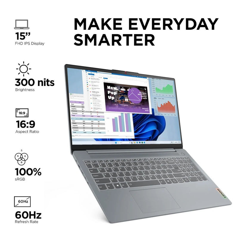 LENOVO IDEAPAD SLIM 3 82X700G4IN [CI3 - 1315U/8GB/512GB SSD/WIN11 HOME+MS24/15.6"/INTEGRATED GRAPHICS/1 YEAR(S)/GREY] - SWIFT PERIPHERALS1095755