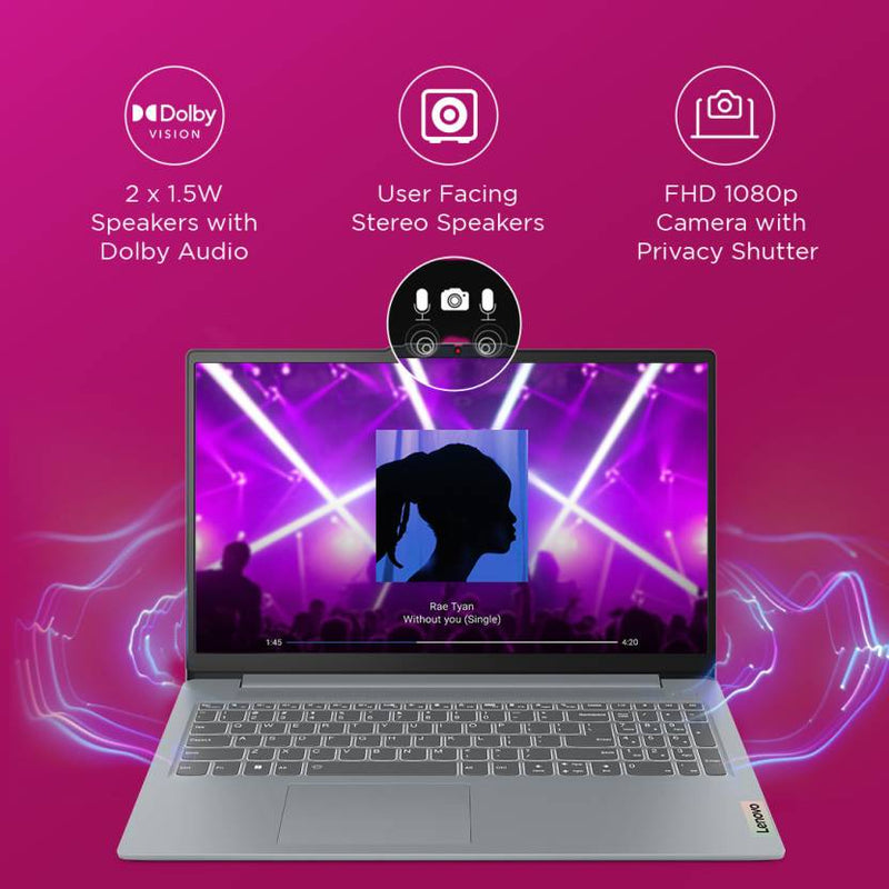 LENOVO IDEAPAD SLIM 3 82XM00A7IN [R5 - 7530U RYZEN/8GB/512GB SSD/WIN11 HOME+MSO/15.6 INCH/INTEGRATED GRAPHICS /1 YEAR(S)/GREY] - SWIFT PERIPHERALS1092344