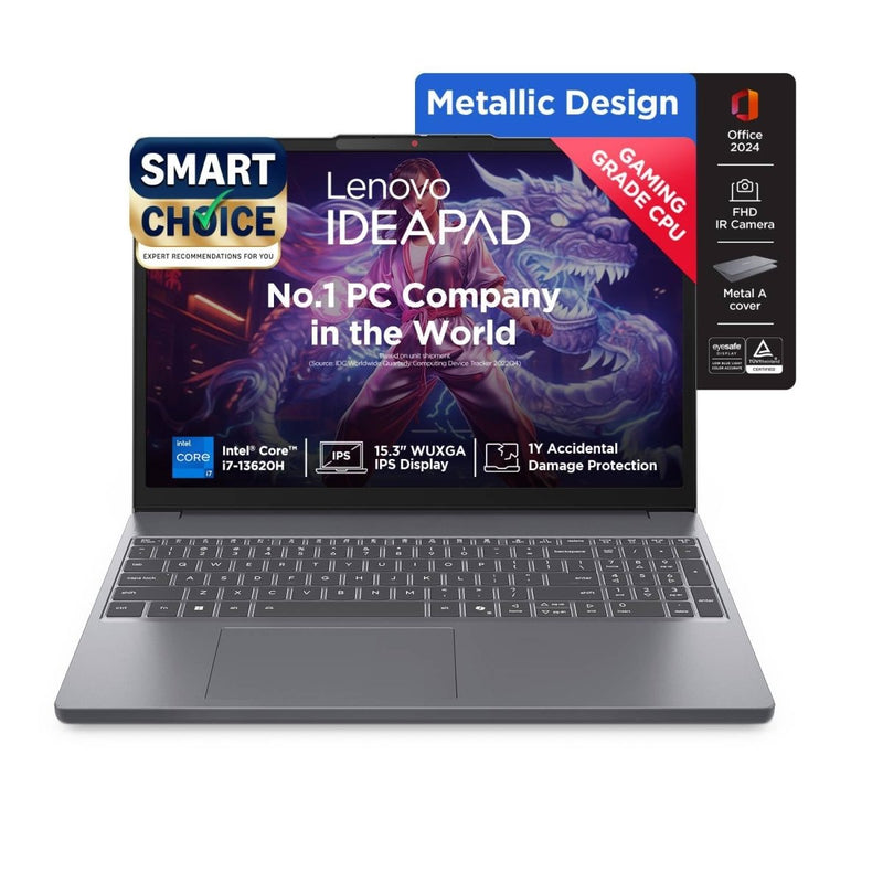 LENOVO IDEAPAD SLIM 3 83K100CJIN [CI7 - 13620H/16GB/512GB SSD/WIN11 HOME+MS24/15.3"/INTEGRATED GRAPHICS/1 YEAR(S)/GREY] - SWIFT PERIPHERALS1096326