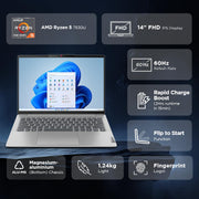 LENOVO IDEAPAD SLIM 5 LIGHT RYZEN 5 7530U 14 INCH (35.5CM) FHD IPS 300 NITS THIN & LIGHT LAPTOP (16GB/512GB SSD/WIN 11/MSO 21/BACKLIT KB/FHD CAMERA/ALEXA/3 MONTH GAME PASS/GREY/1.24KG), 82XS002RIN - SWIFT PERIPHERALSLenovo093