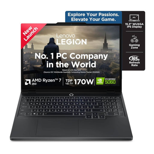 Lenovo Legion 5, AMD Ryzen 7 260, 16GB, 1TB SSD, GeForce RTX 5060 - 8GB GDDR7, 16 Inch WUXGA, Win 11, MS Office 2024, Black, 83M00074IN - SWIFT PERIPHERALS1096698