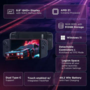 Lenovo Legion Go AMD Ryzen Z1 Extreme, 16GB, 512GB SSD, AMD Radeon Graphics, 8.8 Inch WQXGA, Win 11 Home, Shadow Black, 83E1004MIN - SWIFT PERIPHERALS1096913