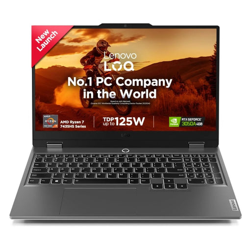LENOVO LOQ AMD RYZEN 7 7435HS | NVIDIA RTX 3050A 4GB (24GB RAM/512B SSD/144HZ REFRESH RATE/15.6" (39.6CM)/WINDOWS 11/OFFICE HOME 2024/3 MON. GAME PASS/GREY/2.4KG), 83JC00GDIN AI GAMING LAPTOP - SWIFT PERIPHERALS1094301