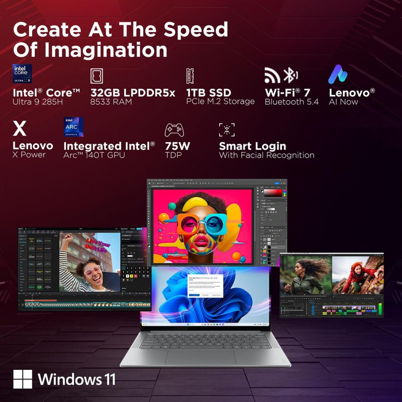 LENOVO YOGA PRO 7 AURA EDITION INTEL EVO CORE ULTRA 9 285H (32GB RAM/1TB SSD/14.5" (36.8CM)/3K OLED TOUCHSCREEN/AI PC/COPILOT+ PC/WINDOWS 11/OFFICE HOME 2024 AI NOW/GREY/1.5KG), 83KF001LIN - SWIFT PERIPHERALS83KF001LIN