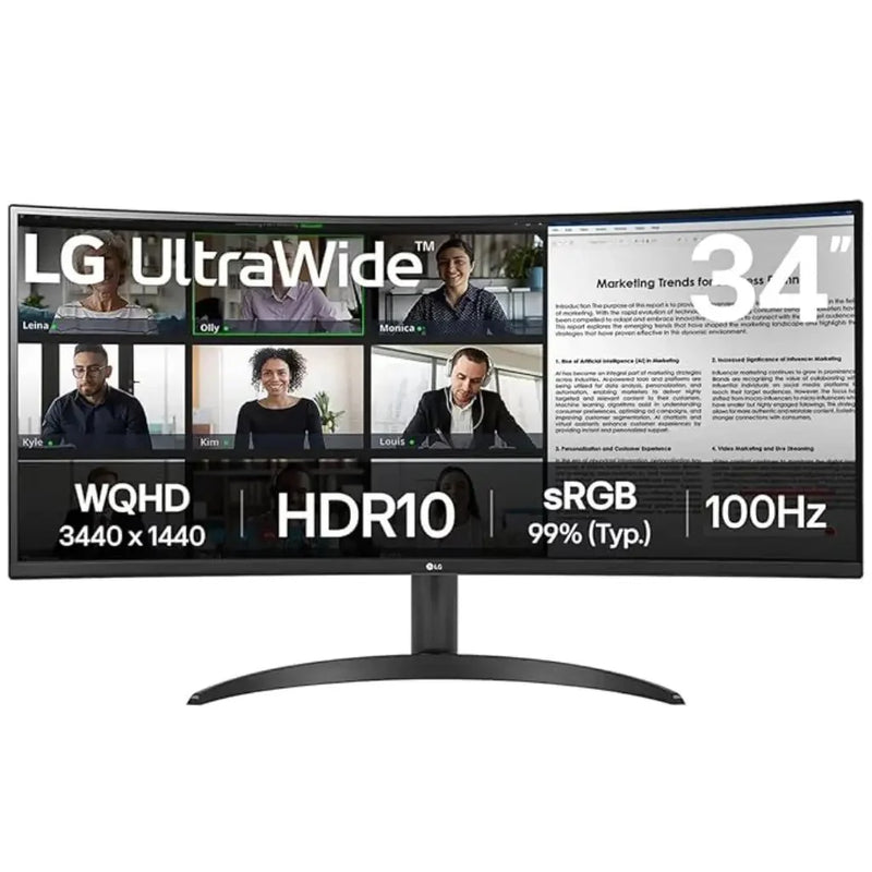 LG 34WR50QK - B 34" UltraWide Curved 100Hz WQHD Monitor - SWIFT PERIPHERALS34WR50QK-B