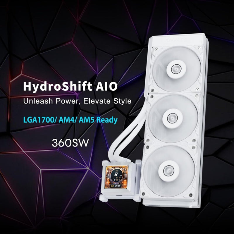 LIAN LI HYDROSHIFT LCD 360S LIQUID COOLER WITH HEATSINK - WHITE (G89.GHSLCD36SW.IN) - SWIFT PERIPHERALS1094407