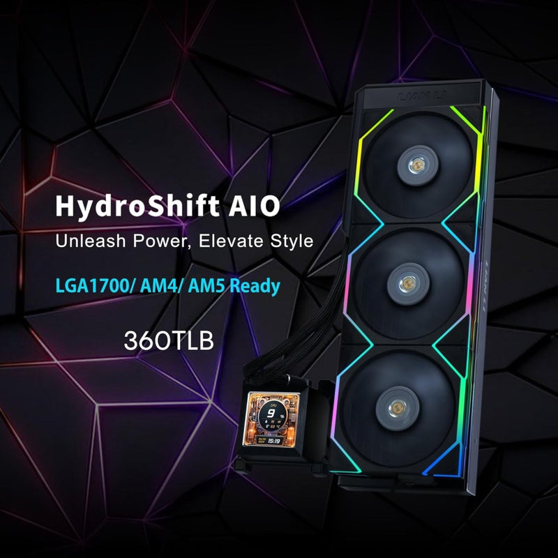 LIAN LI HYDROSHIFT LCD 360TL LIQUID CPU COOLER - BLACK G89.GHSLCD36TB.IN - SWIFT PERIPHERALS1091070