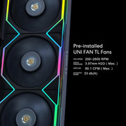 LIAN LI HYDROSHIFT LCD 360TL LIQUID CPU COOLER - BLACK G89.GHSLCD36TB.IN - SWIFT PERIPHERALS1091070