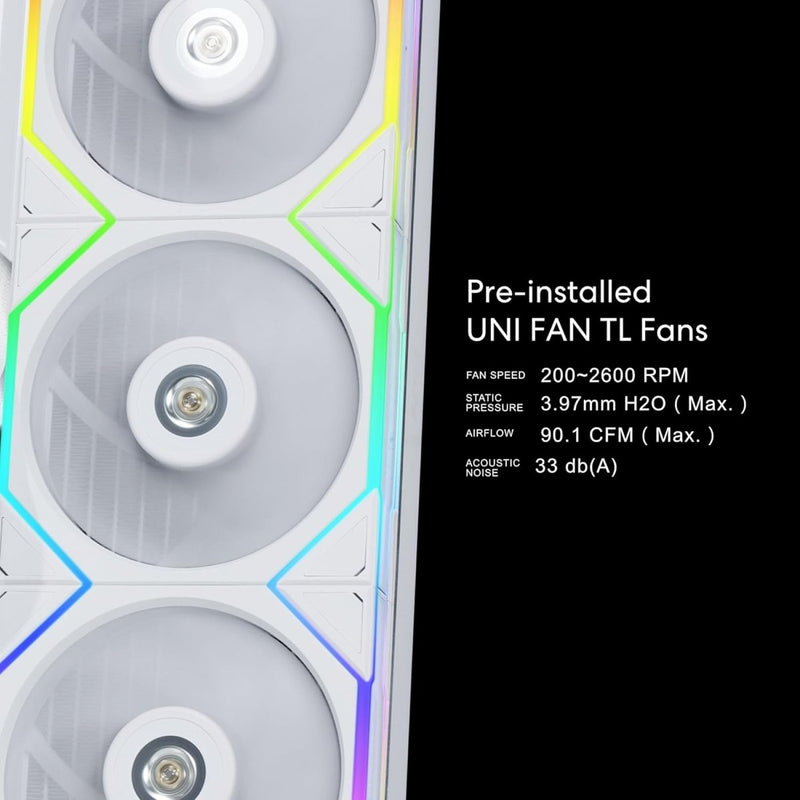 LIAN LI HYDROSHIFT LCD 360TL LIQUID CPU COOLER - WHITE - SWIFT PERIPHERALS1091071