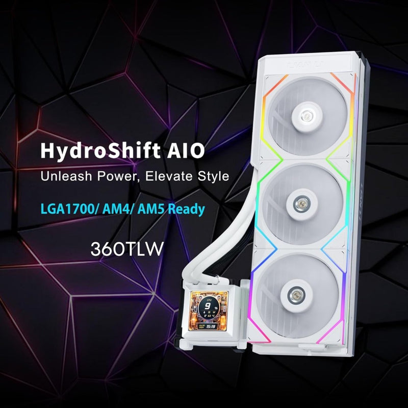 LIAN LI HYDROSHIFT LCD 360TL LIQUID CPU COOLER - WHITE - SWIFT PERIPHERALS1091071