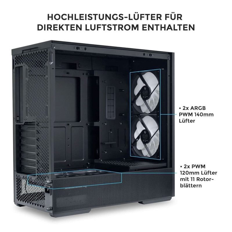 LIAN LI LANCOOL 207 MID - TOWER ATX GAMING CABINET - BLACK (G99.LAN207RX.IN) - SWIFT PERIPHERALS1094410