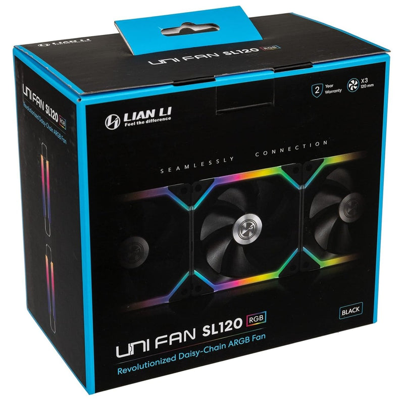 LIAN LI UNI FAN SL 120 3X120MM RGB CASE FAN/COOLER FOR PC - BLACK G99.12SL1W3B.IN - SWIFT PERIPHERALS1092149