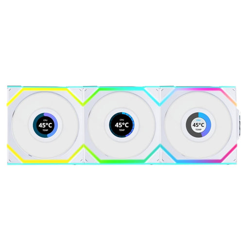 LIAN LI UNI FAN SL WIRELESS LCD 3 X 120MM KIT CASE FAN I COOLER - WHITE I G99.12SLLCD1W3W.IN - SWIFT PERIPHERALS1094412