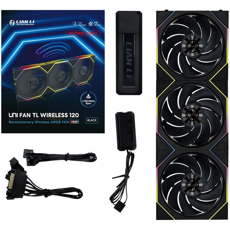 LIAN LI UNI FAN TL - WIRELESS 120 - TRIPLE PACK BLACK G99.12TL1W3B.IN - SWIFT PERIPHERALS1092152