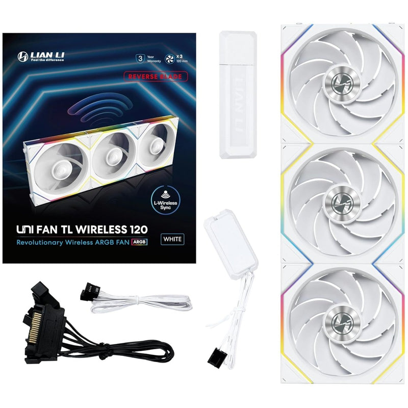LIAN LI UNI FAN TL - WIRELESS 120 - TRIPLE PACK WHITE G99.12TL1W3W.IN - SWIFT PERIPHERALS1092154