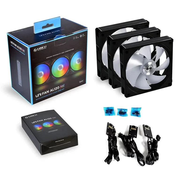 LIAN LI UNIFAN AL120 ARGB CABINET FAN TRIPLE PACK BLACK - SWIFT PERIPHERALS105305