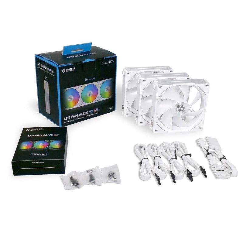 LIAN LI UNIFAN AL120 V2 CABINET FAN TRIPLE PACK WHITE - SWIFT PERIPHERALS1085081