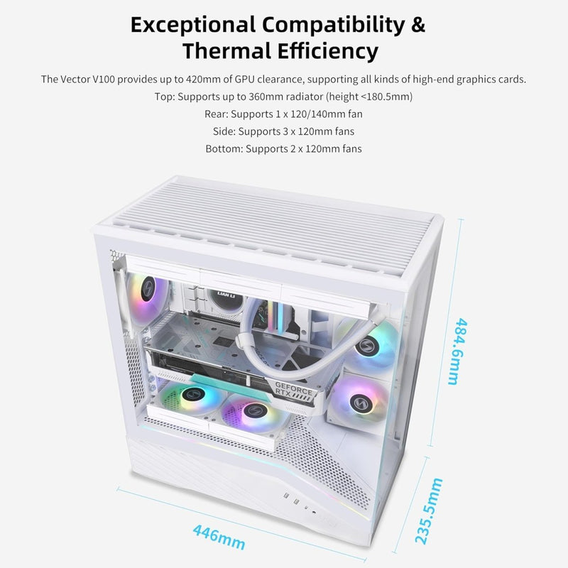LIAN LI V100 VECTOR ATX MID - TOWER PC CASE , WHITE (G99.V100RW.IN) - SWIFT PERIPHERALS1095343
