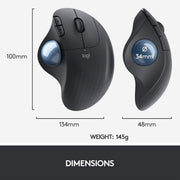 Logitech Ergo M575 Wireless Bluetooth Trackball Mouse for Windows and Mac - Black - SWIFT PERIPHERALS910-005873