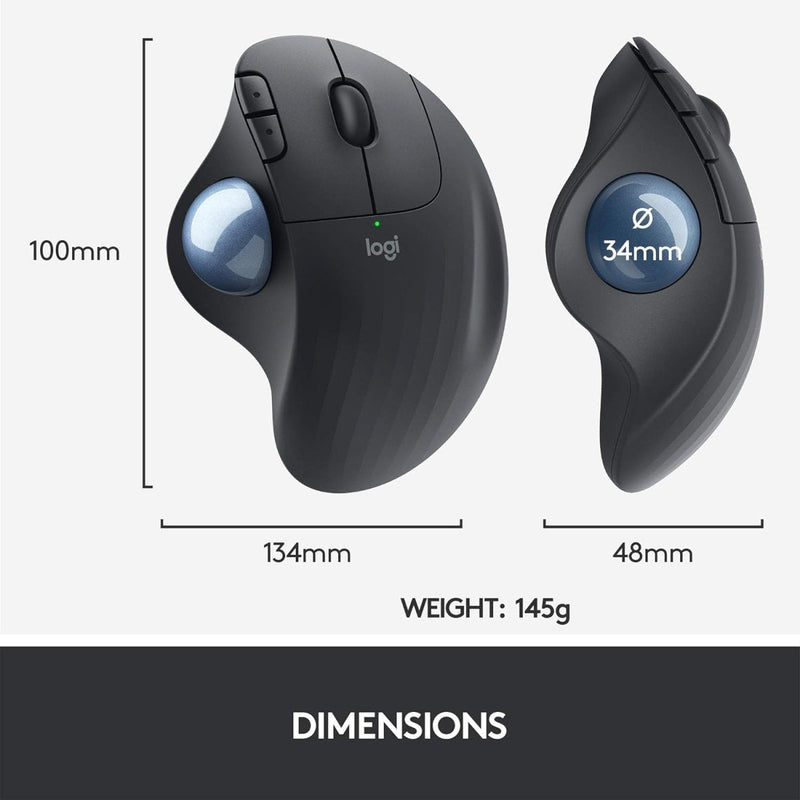 Logitech Ergo M575 Wireless Bluetooth Trackball Mouse for Windows and Mac - Black - SWIFT PERIPHERALS910-005873