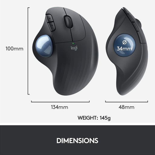 Logitech Ergo M575 Wireless Bluetooth Trackball Mouse for Windows and Mac - Black - SWIFT PERIPHERALS910-005873