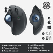 Logitech Ergo M575 Wireless Bluetooth Trackball Mouse for Windows and Mac - Black - SWIFT PERIPHERALS910-005873