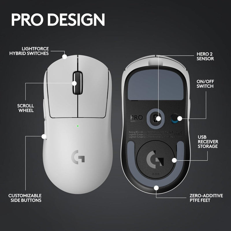 LOGITECH G PRO X SUPERLIGHT 2 MOUSE (WHITE) - SWIFT PERIPHERALS1088359