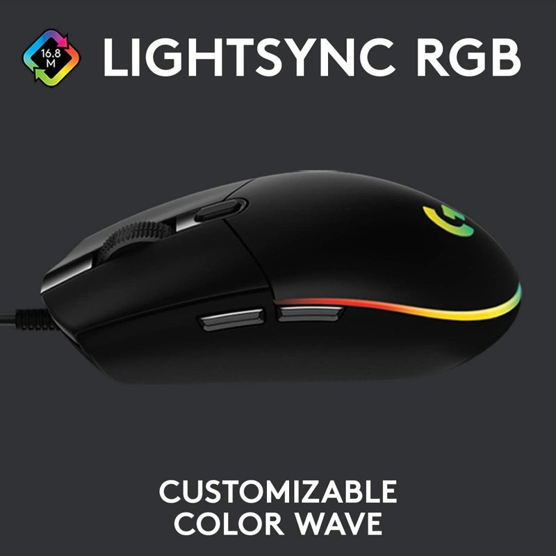 Logitech G102 Lightsync RGB Wired Optical Gaming Mouse - Black - SWIFT PERIPHERALS910-005802