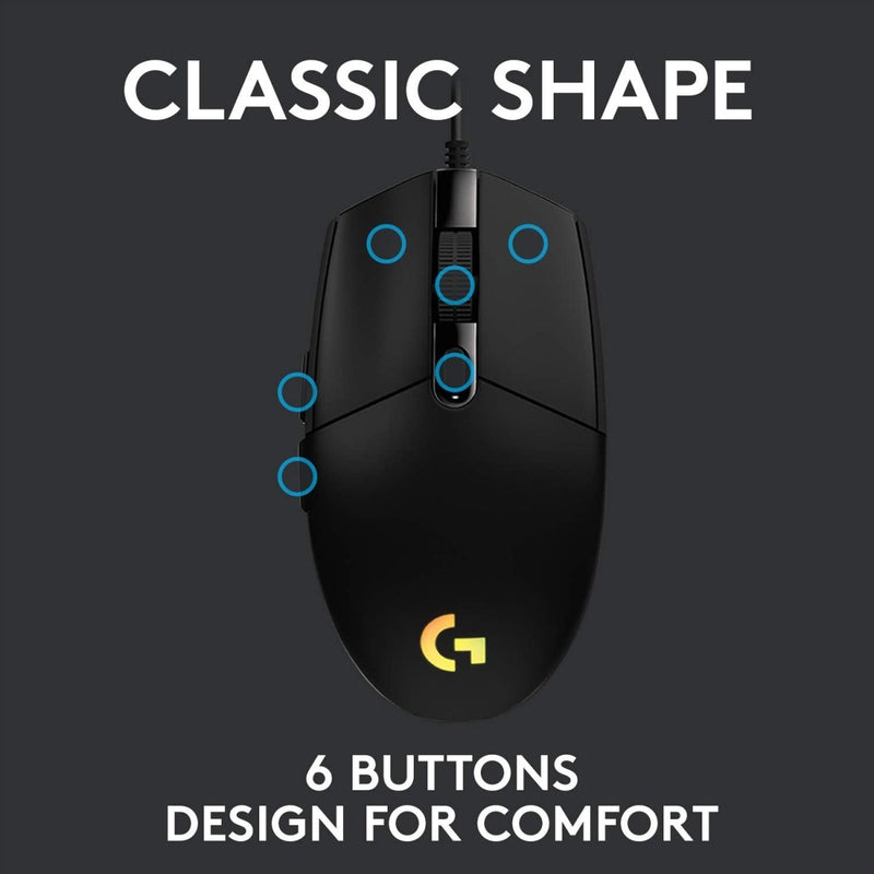 Logitech G102 Lightsync RGB Wired Optical Gaming Mouse - Black - SWIFT PERIPHERALS910-005802