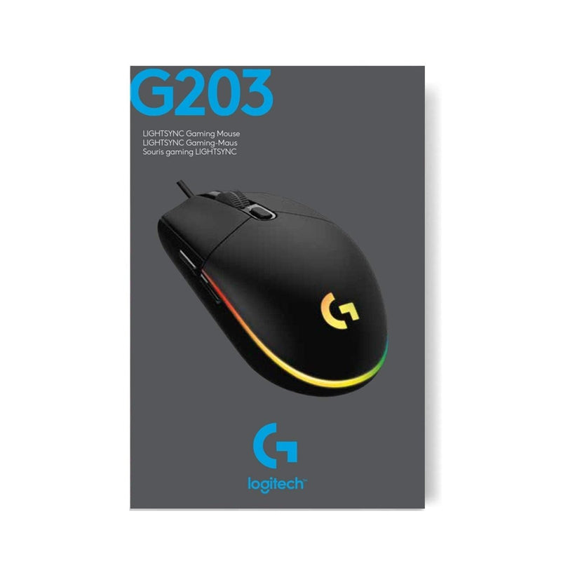 LOGITECH G203 LIGHTSYNC WIRED GAMING MOUSE BLACK - SWIFT PERIPHERALS1083651