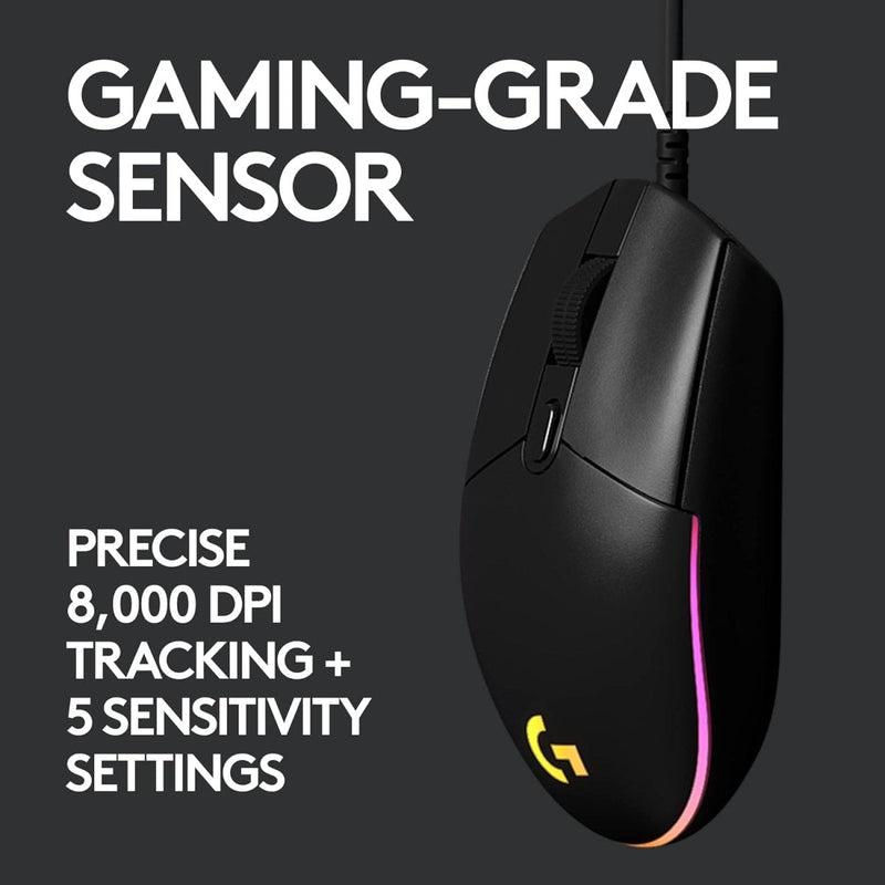LOGITECH G203 LIGHTSYNC WIRED GAMING MOUSE BLACK - SWIFT PERIPHERALS1083651