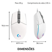 LOGITECH G203 LIGHTSYNC WIRED GAMING MOUSE WHITE - SWIFT PERIPHERALS1083652