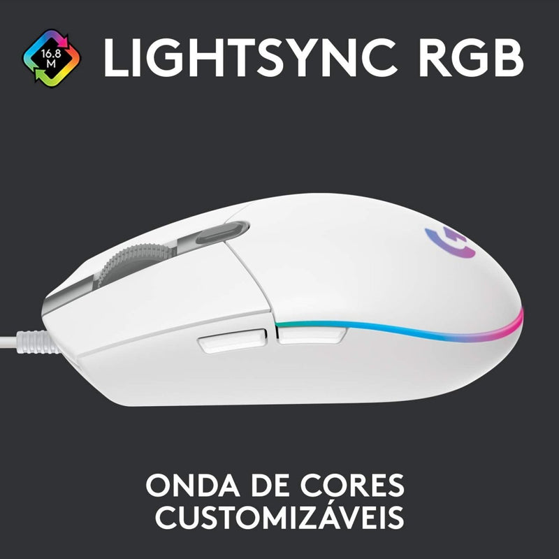 LOGITECH G203 LIGHTSYNC WIRED GAMING MOUSE WHITE - SWIFT PERIPHERALS1083652