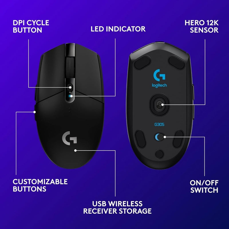 LOGITECH G305 LIGHTSPEED WIRELESS GAMING MOUSE - SWIFT PERIPHERALS1089760