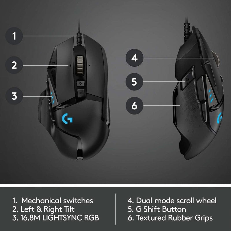 LOGITECH G502 HERO GAMING MOUSE - SWIFT PERIPHERALS101374