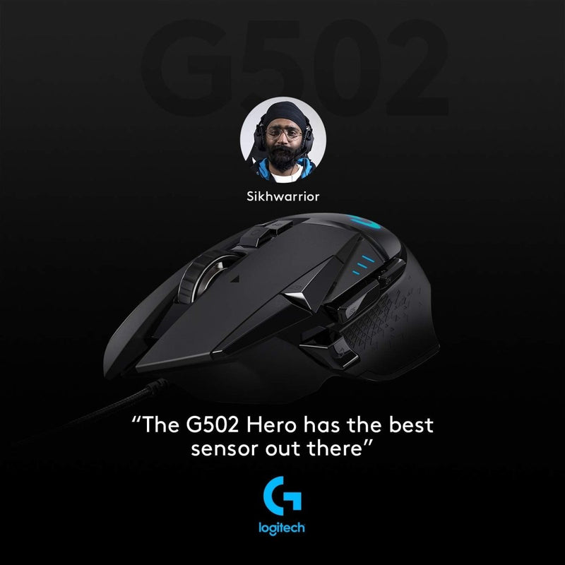 Logitech G502 Hero Wired 25K Sensor Gaming Mouse with Adjustable DPI Up to 25600 On - Board Memory and 11 Programmable Buttons - SWIFT PERIPHERALS910-005472