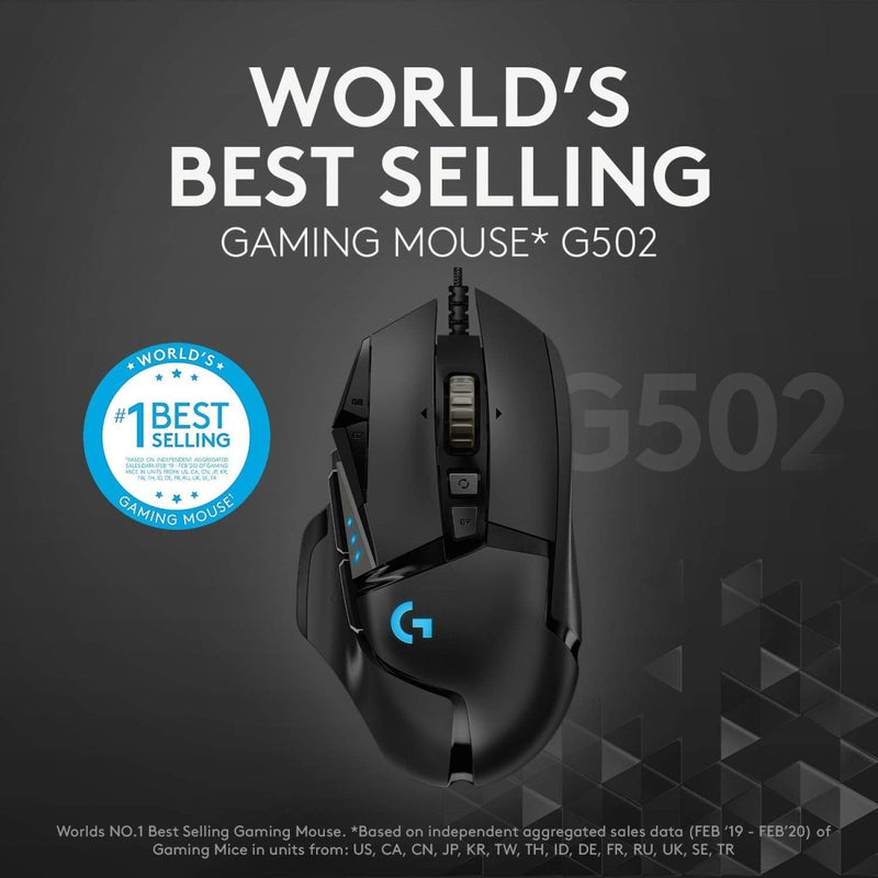 Logitech G502 Hero Wired 25K Sensor Gaming Mouse with Adjustable DPI Up to 25600 On - Board Memory and 11 Programmable Buttons - SWIFT PERIPHERALS910-005472