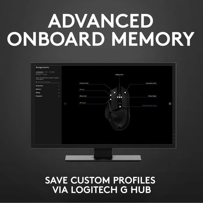Logitech G502 Hero Wired 25K Sensor Gaming Mouse with Adjustable DPI Up to 25600 On - Board Memory and 11 Programmable Buttons - SWIFT PERIPHERALS910-005472