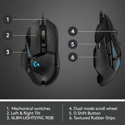 Logitech G502 Hero Wired 25K Sensor Gaming Mouse with Adjustable DPI Up to 25600 On - Board Memory and 11 Programmable Buttons - SWIFT PERIPHERALS910-005472