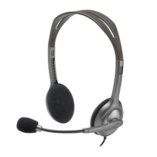 Logitech H110 3.5mm Wired Dual Plug Computer Stereo Headset with Mic - Black - SWIFT PERIPHERALS981-000459